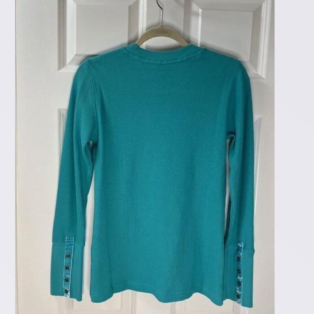 Sundance Crewneck Thermal with Velvet Cuffs in Aquamarine - Size Small - NWT - Picture 3 of 5
